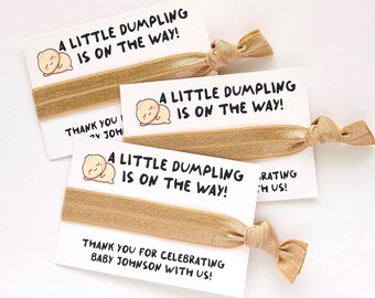 A Little Dumpling is on the Way Baby Shower Favors, Bailey Dumpling Hair Tie Favor Gifts