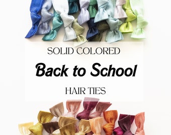 Assorted Solid Color hair ties | Back to School hair ties hand knotted and heat sealed | Choose your sets of 15, 25, 50, 100