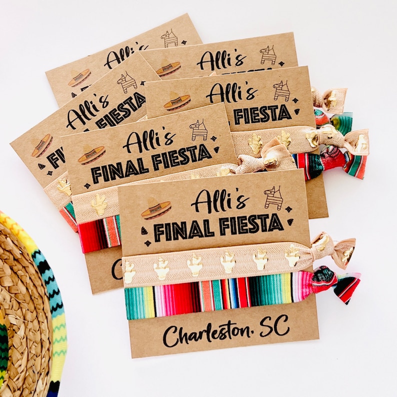 FINAL FIESTA Pack of 5 Custom Bachelorette Favors Final Fiesta Bachelorette Party Fiesta Serape Cactus Bach Party Favors image 1