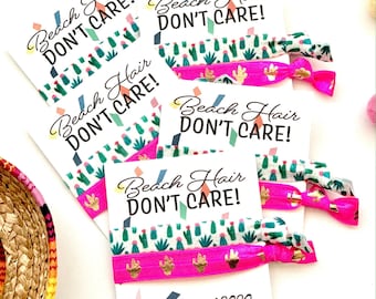 Beach Hair, Don't Care Bachelorette Hair Tie Favors | Mexico Bach Girls Weekend Party Favor Hair Ties, Mexican Bachelorette, Boho Hair Ties