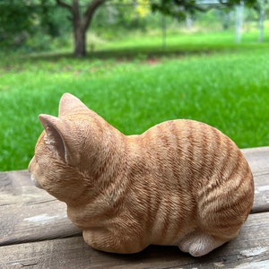 Orange Tabby Cat Sleeping, Marmalade Coloring, Having a Nap, Resin Cat Figurine, Household Pet, 9 lives Cat , Realistic Details, Home Garden