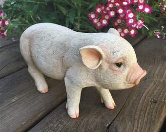 Little Pig Walking Piglet Resin Figurine Statue Ornament 9 inches Wide Farm animal Yard Decoration Pigs Lawn Ornament