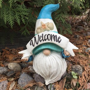 Sailor Welcome Gnome , Nautical Design Yard Boat Ornament Figurine Nome Fun Gift, Handsome Fellow Lake Cottage Cabin Gnome 8.5 in. Ahoy Mate