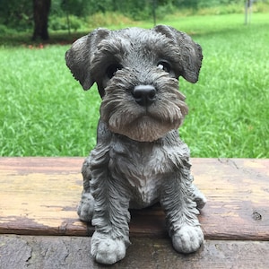 Decorative Resin Sculpture Adorable Schnauzer Realistic Dog Ornament 