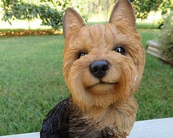 Yorkshire Terrier Sitting Figurine, Yorkie dogs, Suitable Inside or Outside, Toy Dog, Apartment Dog, Faithful Loving Companion, Cute Statue