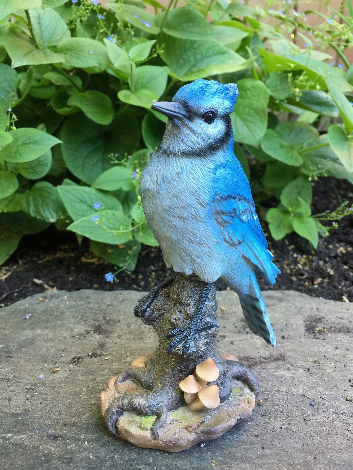 Blue Jay Bird Figurine on Springs Garden Statue Resin Yard | Etsy