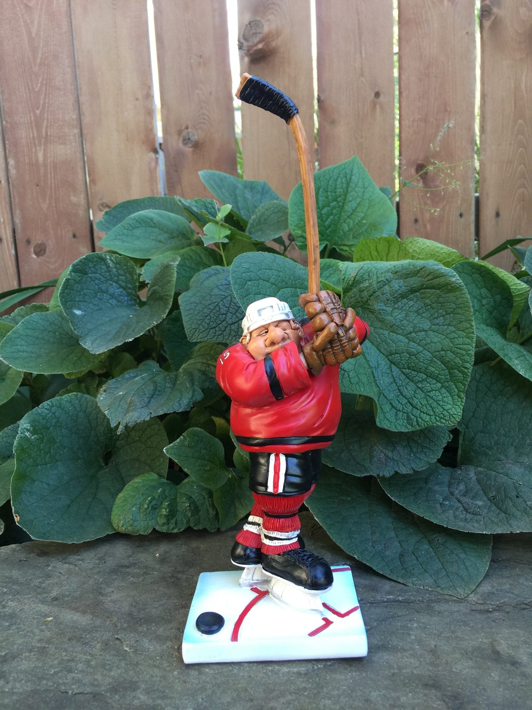 Hockey Player Figurine With a Slapshot Pose Funny Guy, Resin. Hockey