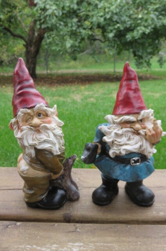 Naughty Garden Gnome Giving Middle Finger With Gnome Bandaid Etsy