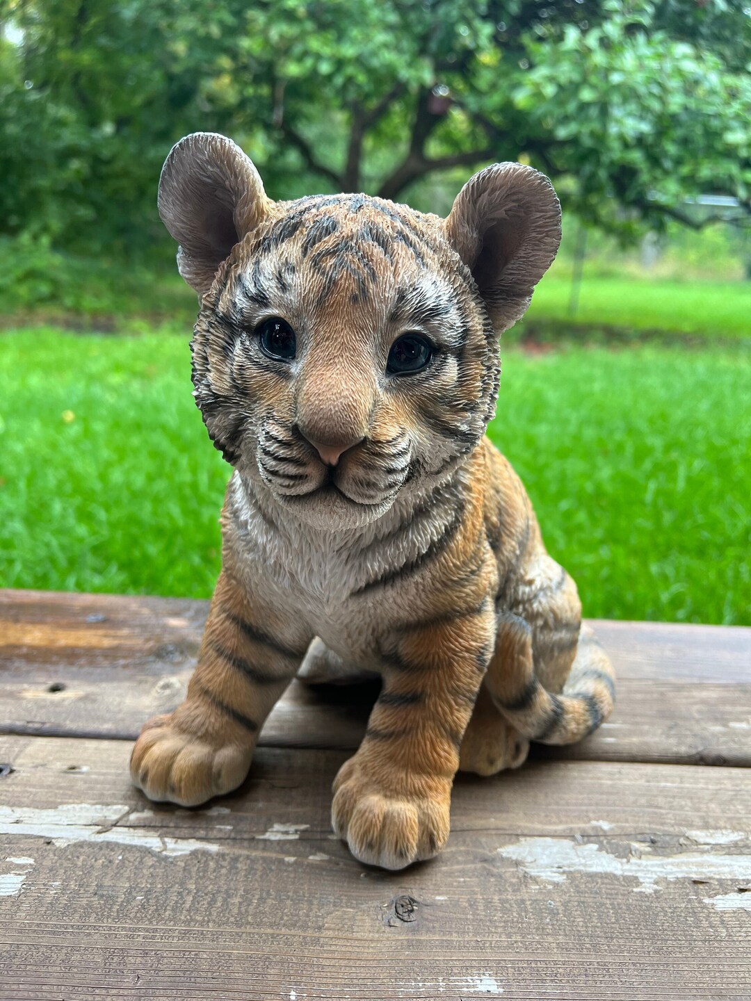 Sitting Tiger Cub Statue / Tiger Ornament/ Striped Tiger Etsy