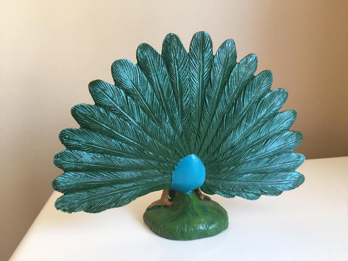 Peacock Figurines Set of Two Statues Birds Resin Colorful Etsy