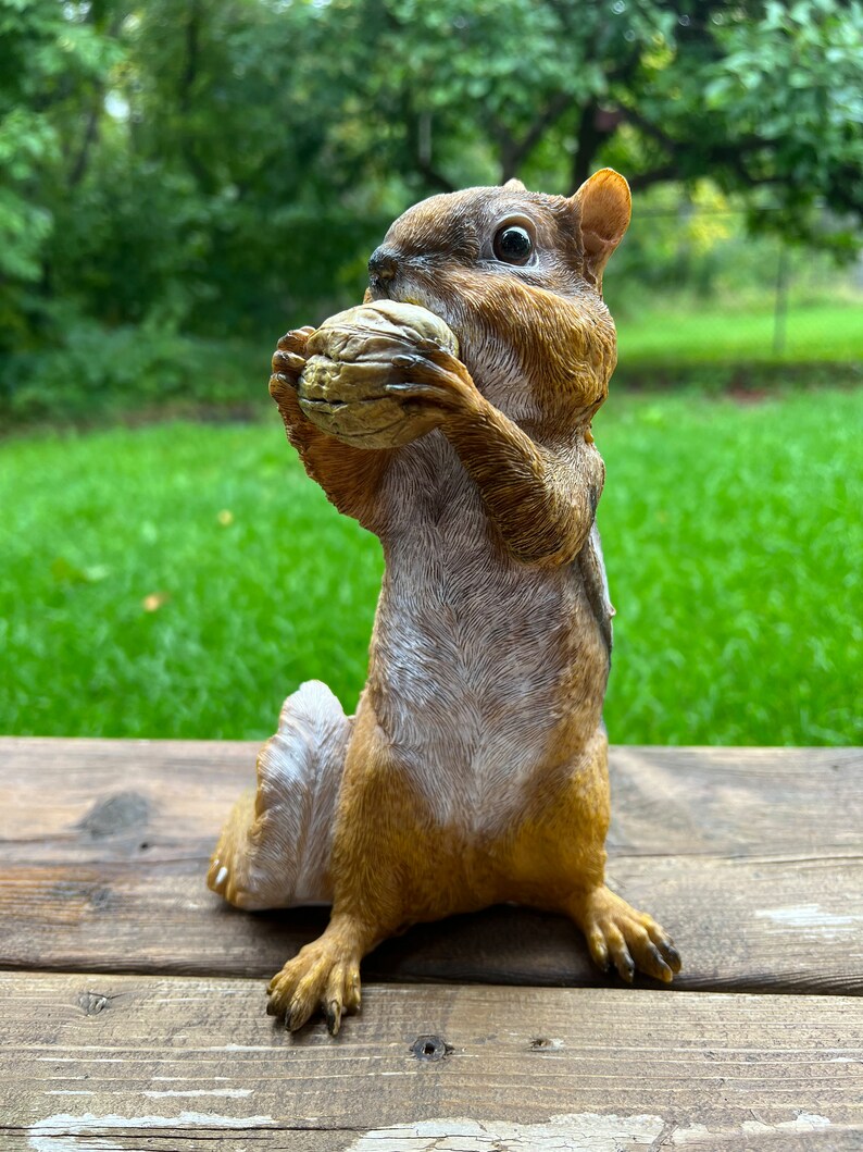 Chipmunk Standing With Nut Figurine Garden Statue Resin Yard - Etsy