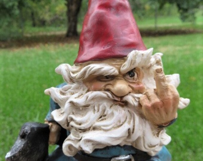 Naughty Garden Gnome Giving Middle Finger 7 Inch Saucy Bad Nome Fun