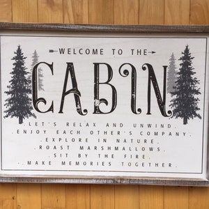 Wood Welcome to the Cabin Wall Sign, Cottage Plaque,  Cabin Sign, Lodge or Resort Plaque Relax Time Enjoy the Summer 20x14 inches