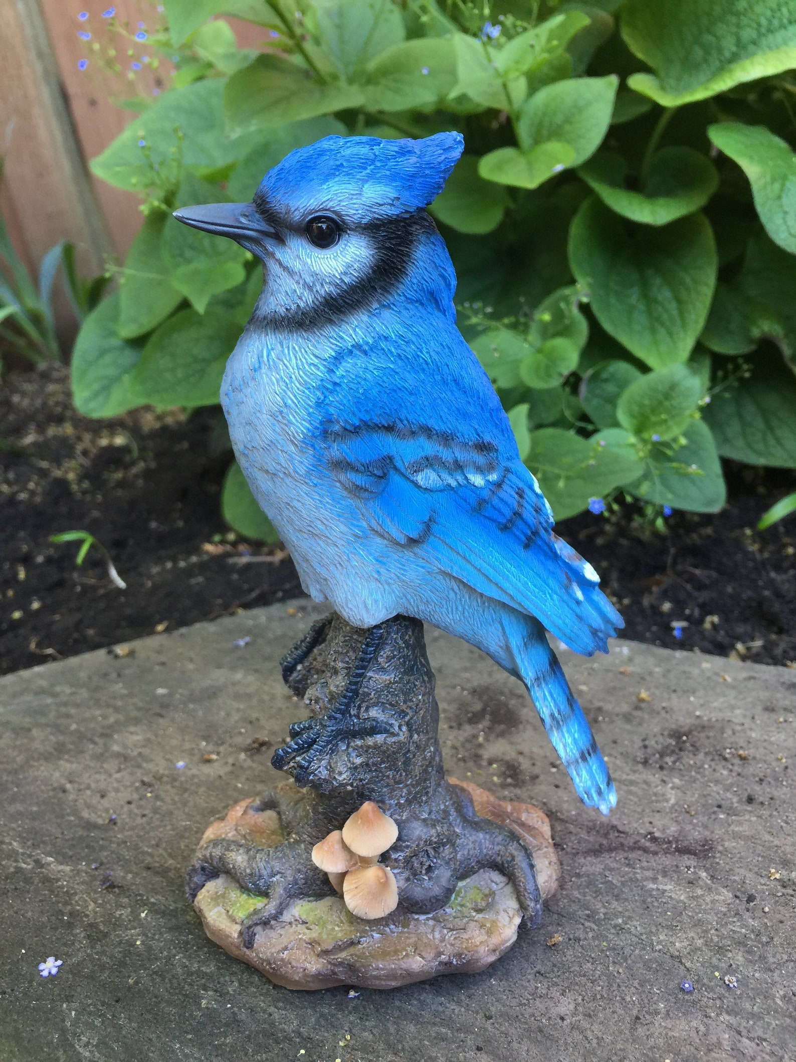 Blue Jay Bird Figurine on Springs Garden Statue Resin Yard | Etsy