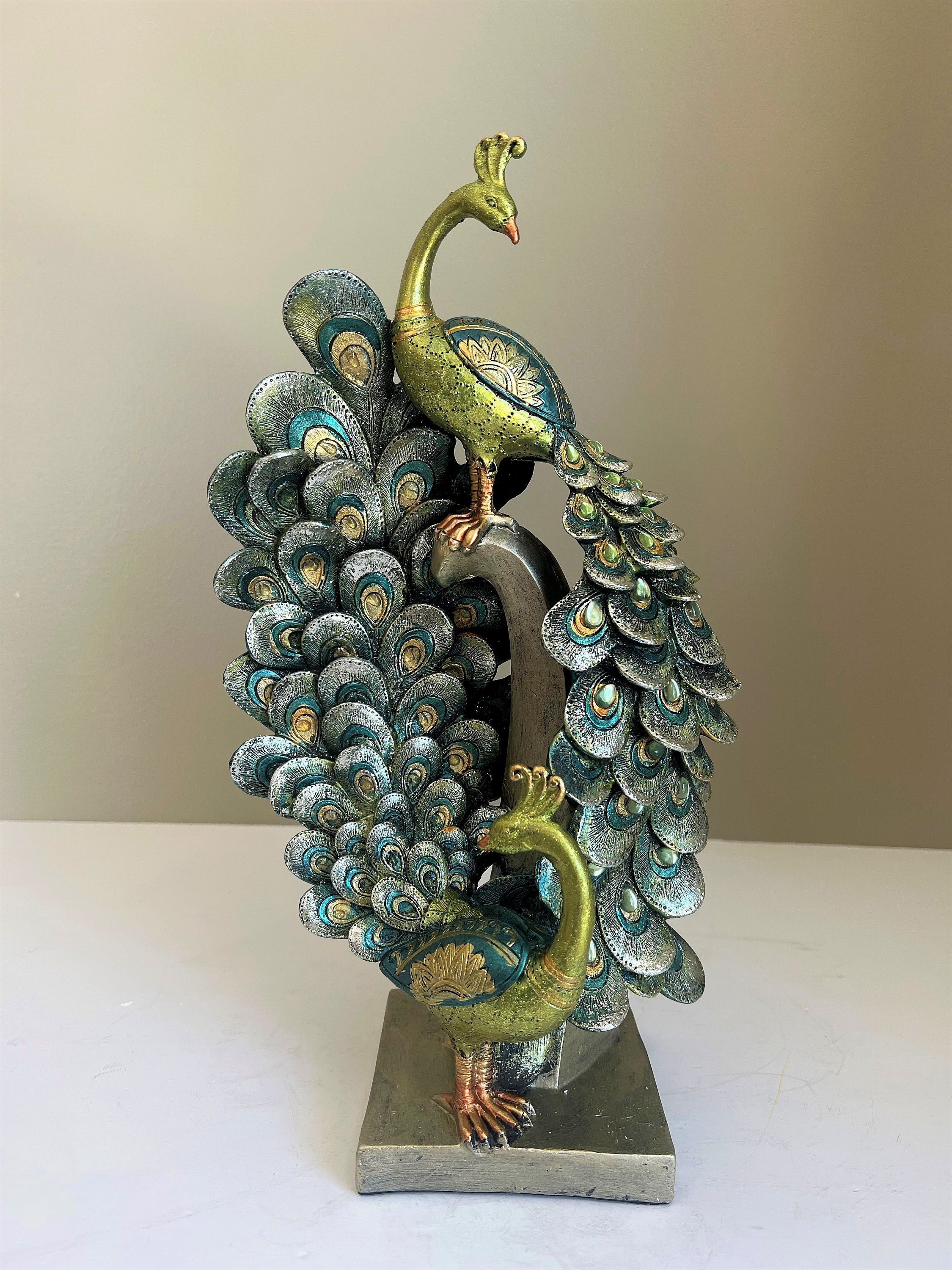 Small Peacock Resin Crafts Store Wedding Birthday Gift Figurine Home Art  Decor