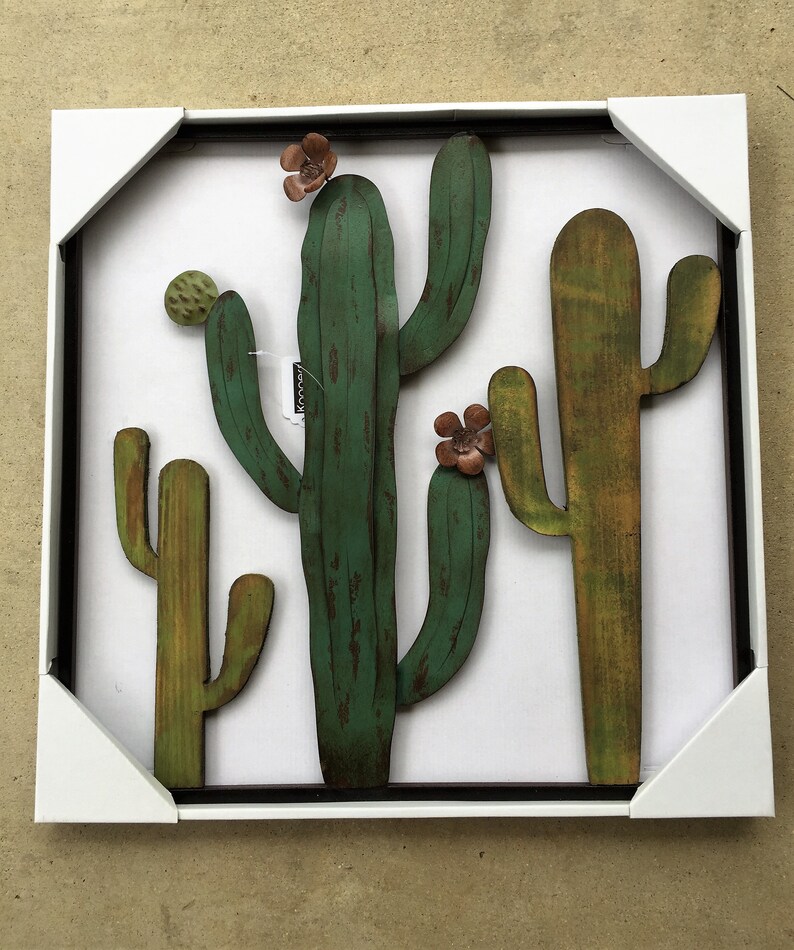 Metal Cactus Wall Plaque Sign Home Garden Decor Cactus Wall Etsy