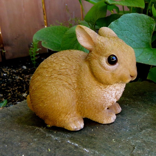 Rabbit Bunny Figurine Garden Statue Resin Countryside Farm Etsy