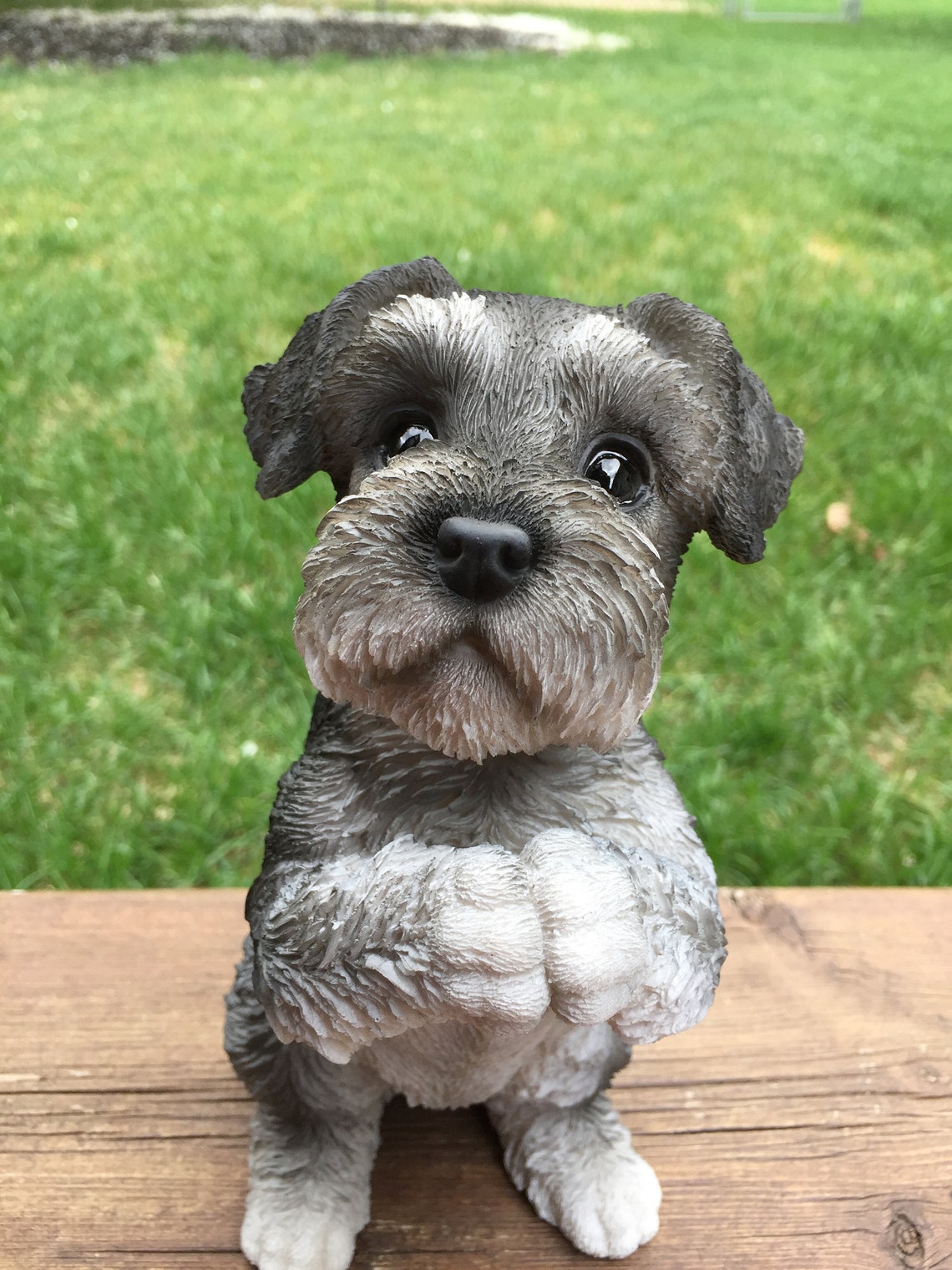 Schnauzer Statue Dog Figurine Begging Praying Resin Garden Etsy