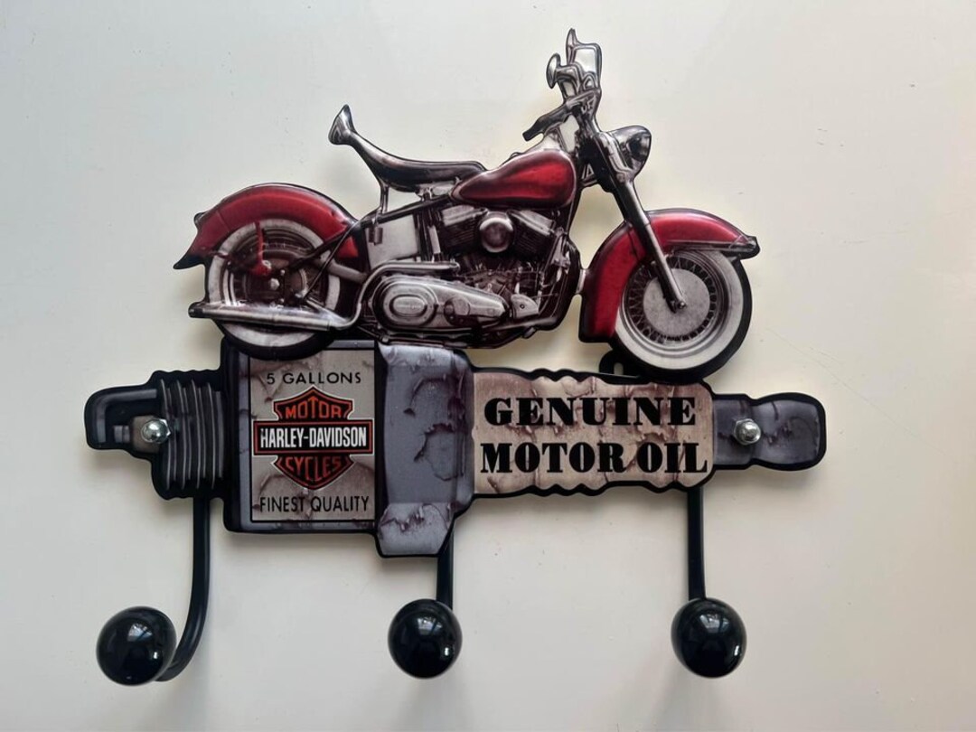 Harley Davidson Metal Wall Sign With 3 Coat Hooks / Home Man Etsy