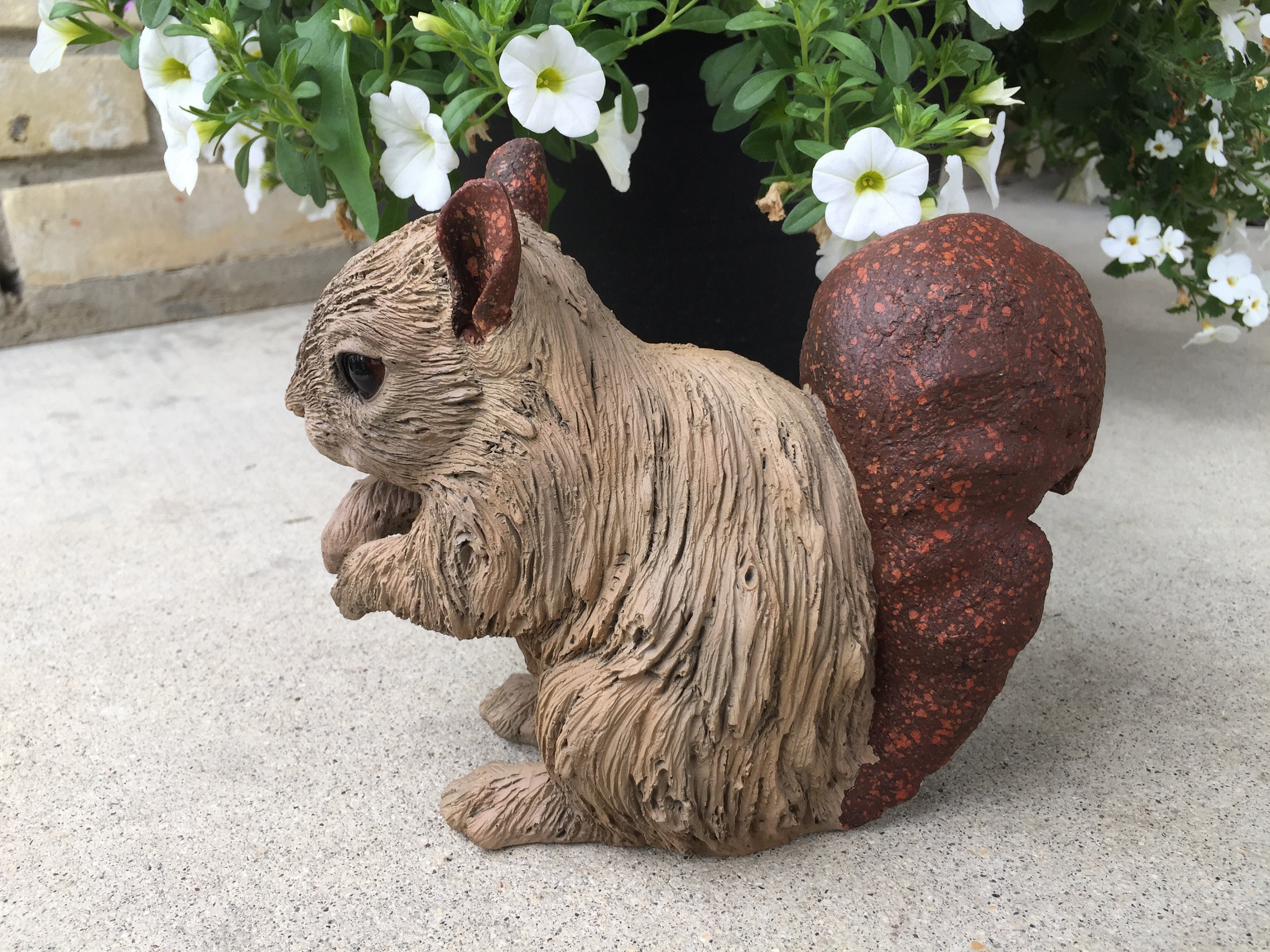 Squirrel Figurine Garden Statue Resin Driftwood Appearance Etsy