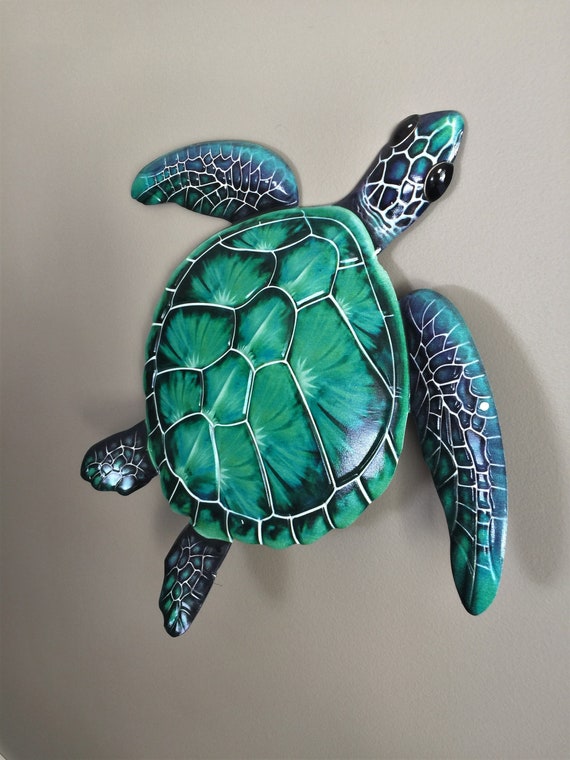 Metal Sea Turtle Green Decor Indoor Outdoor Wall Art Plaque Etsy