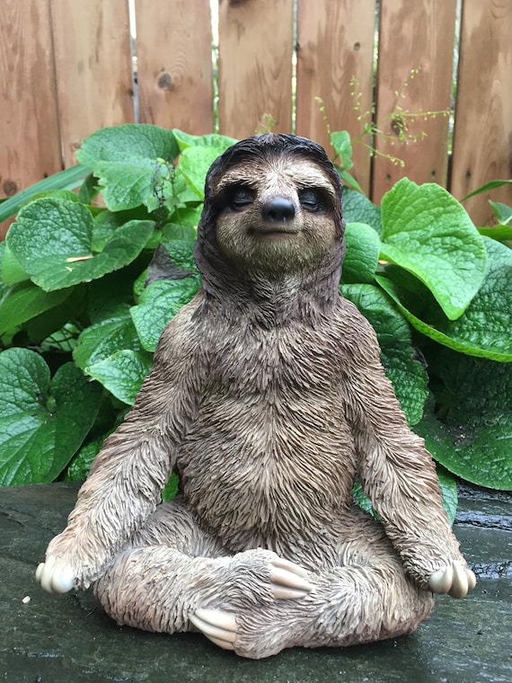Sloth Doing Yoga in Lotus Pose / Statue Lawn Fountain Figurine Indoors  Outdoors / Garden Yard Home Ornament Sloth Tropical/ Meditating 