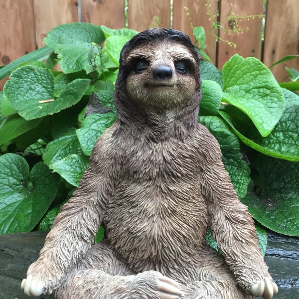 Sloth Doing Yoga in Lotus Pose /  Statue Lawn Fountain Figurine  Indoors Outdoors / Garden Yard home Ornament Sloth Tropical/ Meditating