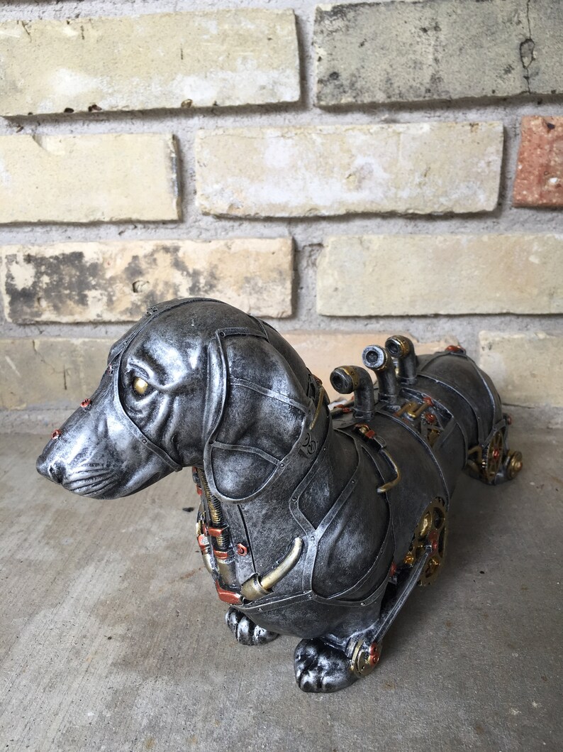 Dachshund Dog Steampunk Figurine Weiner Dog Ornament / Silver Etsy