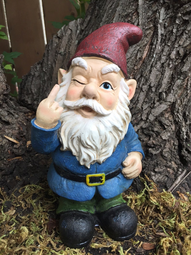Garden Gnome Statue Figurine Giving Middle Finger Flipping the - Etsy ...