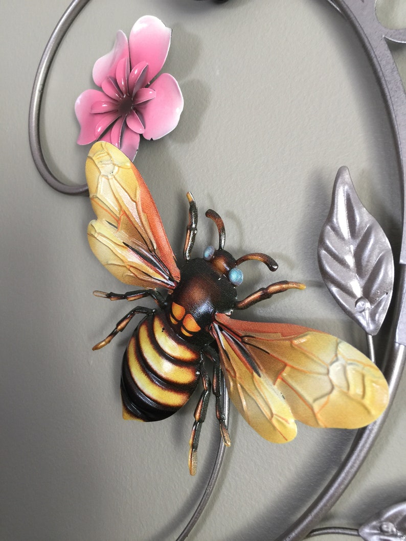 Metal Honey Bee Wall Plaque Sign Home Garden Decor Wall Etsy