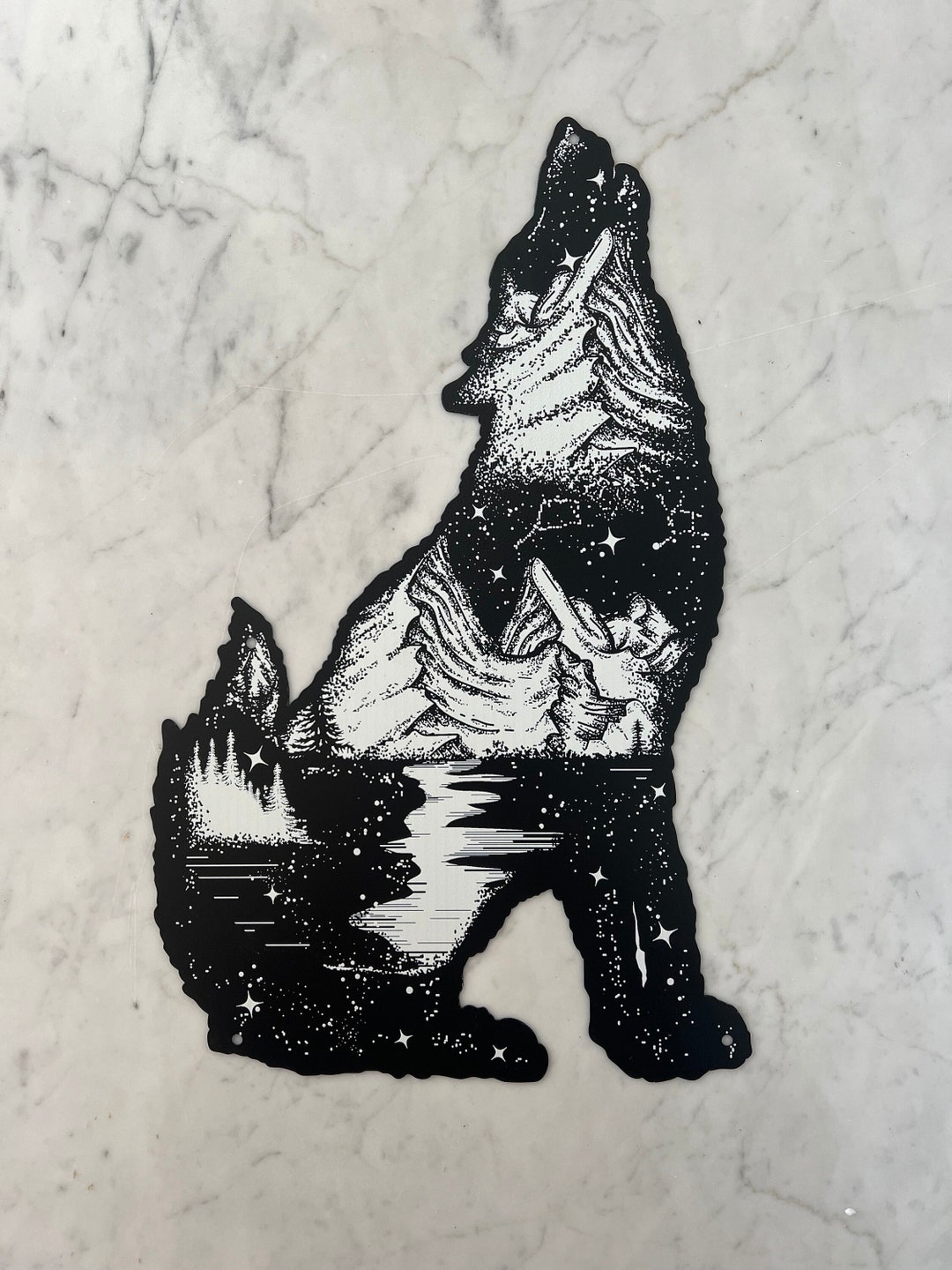 Wolf Howling Native American Indian Spirit Animal Tattoos Metal Sign