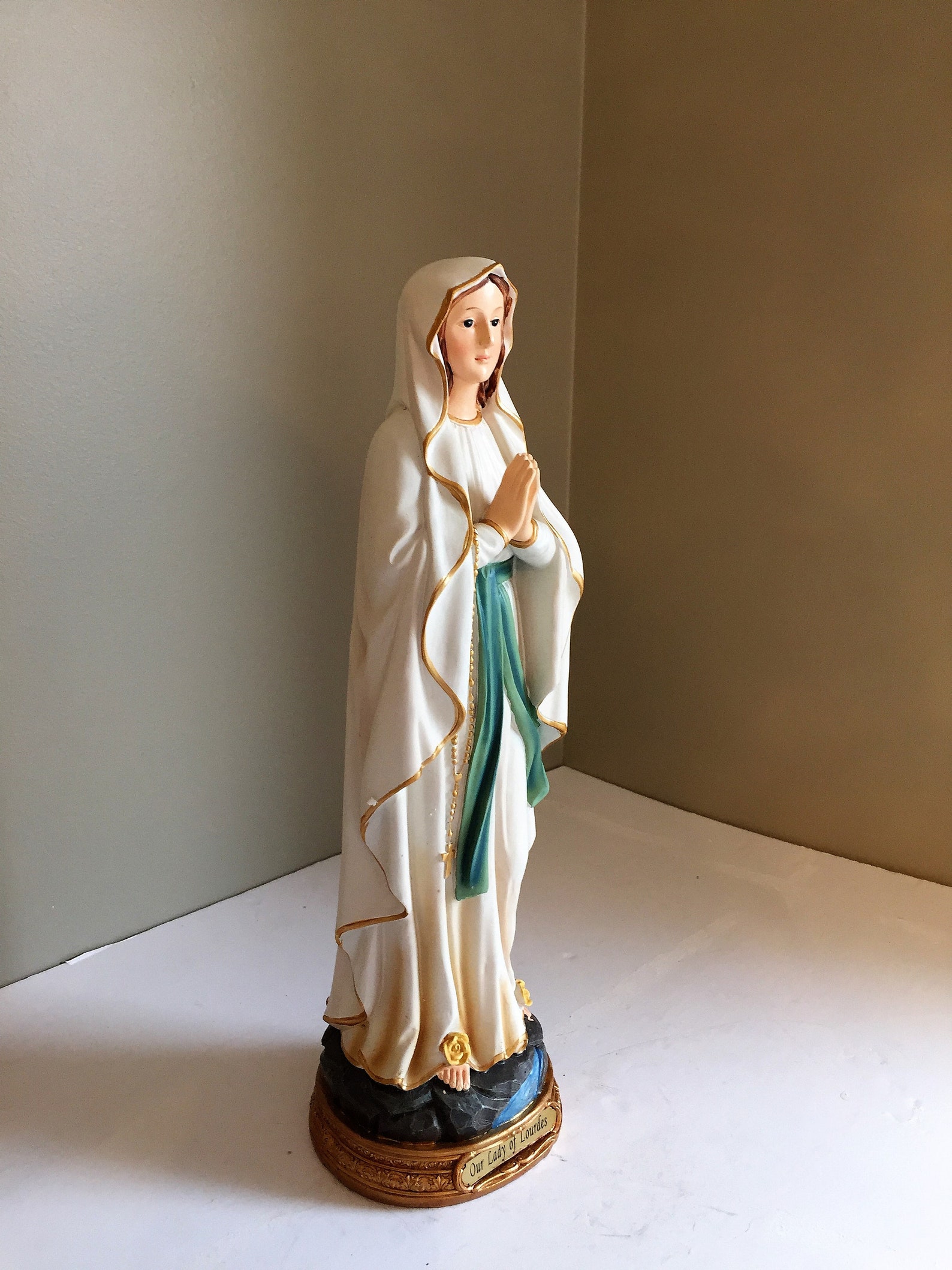 Blessed Virgin Mary Statue Figurine Resin Decoration Etsy