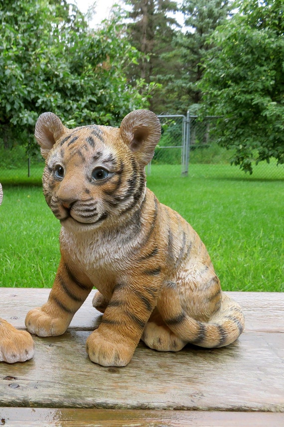 Sitting Tiger Cub Statue / Tiger Ornament/ Striped Tiger Etsy
