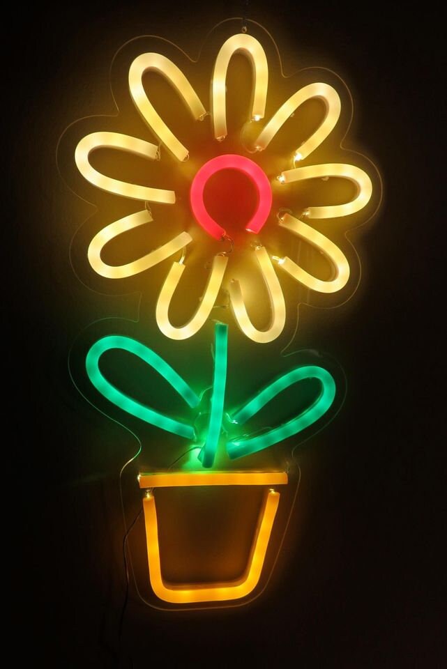 Flower Design Neon Sign Home Decor Patio Garden Wall Hanging Etsy