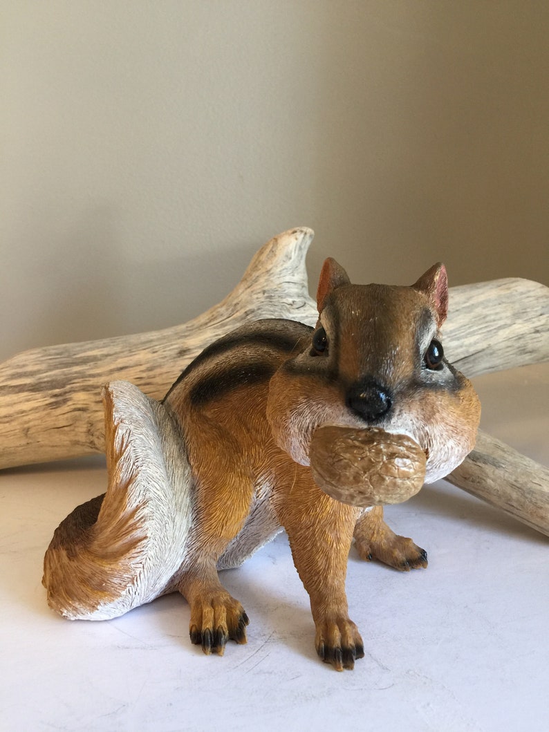Chipmunk Sitting With Nut Figurine Garden Statue Resin Yard - Etsy
