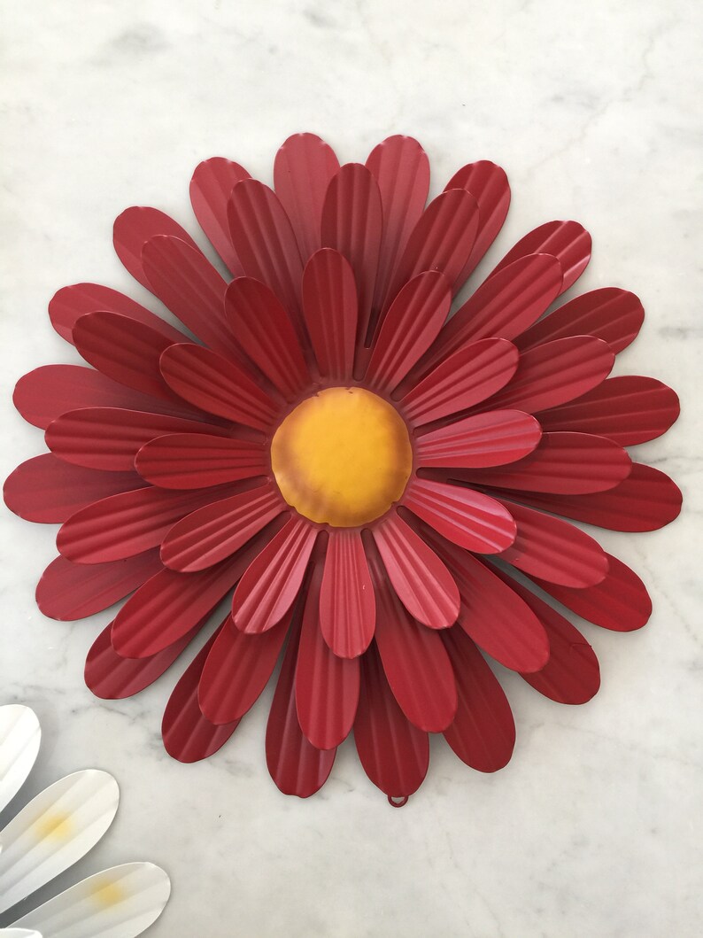 Rustic 3D Metal Wall Flowers/ Set of Three/ Garden Home. Etsy