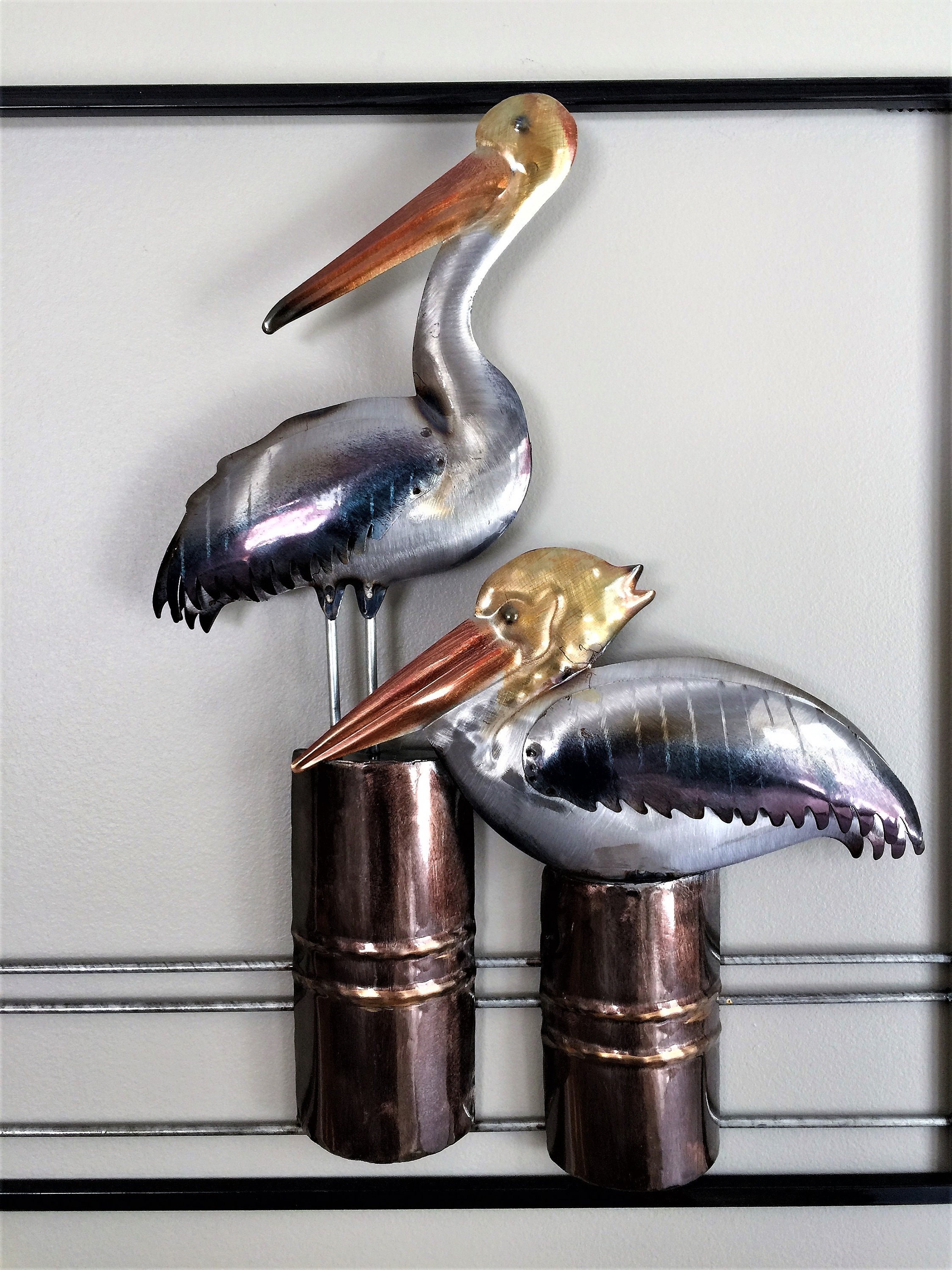 Metal Pelicans Wall Art Cottage Garden Decoration 22 In. X Etsy
