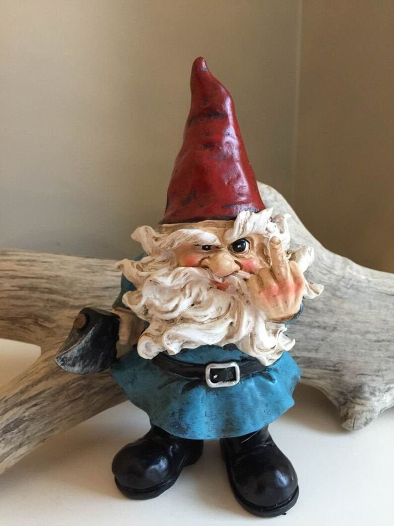 Naughty Garden Gnome Giving Middle Finger 7 Inch Saucy Bad Etsy