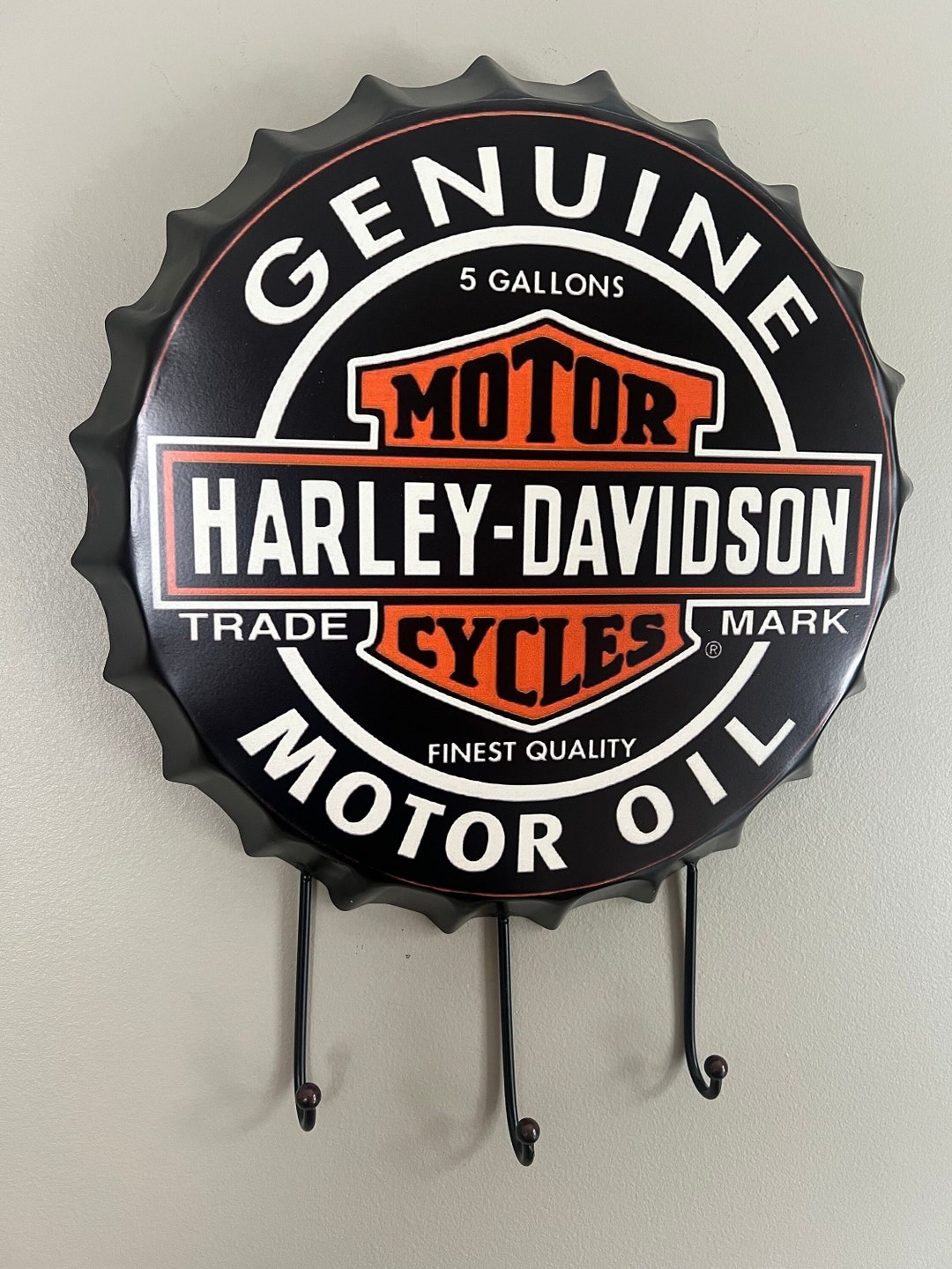 Harley Davidson Metal Wall Sign With 3 Coat Hooks / Home Man Etsy