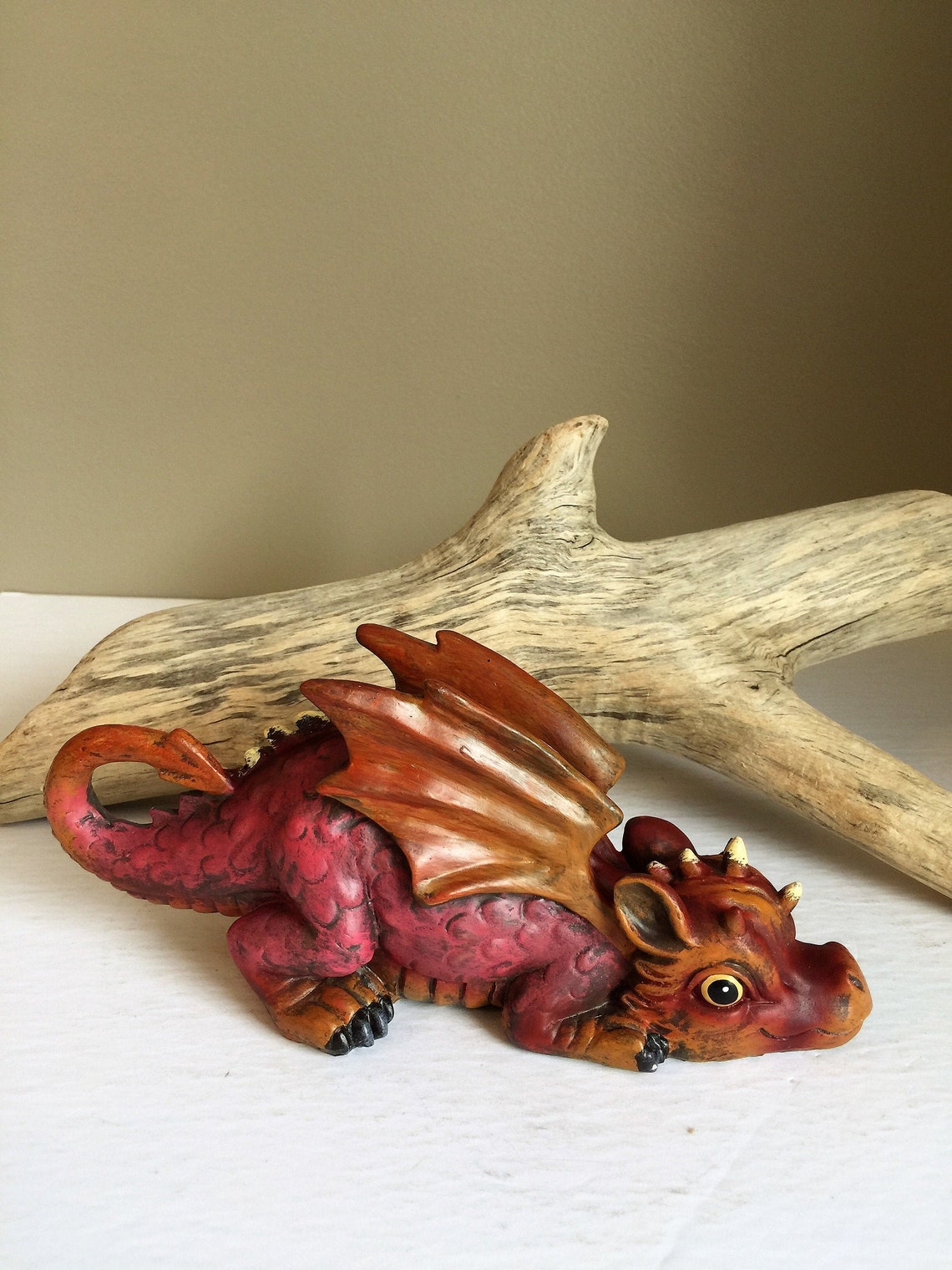 Cute Playful Baby Dragon Figurine Resin Fantasy Decor Dragon Etsy