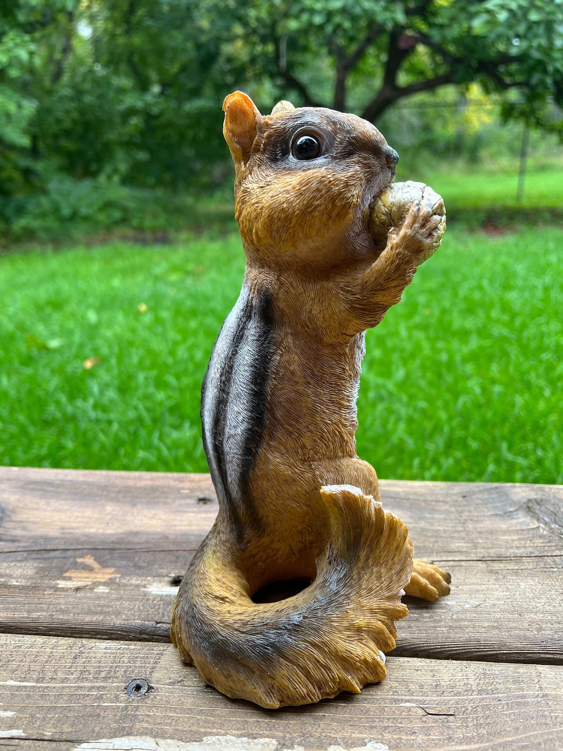 Chipmunk Standing With Nut Figurine Garden Statue Resin Yard Etsy