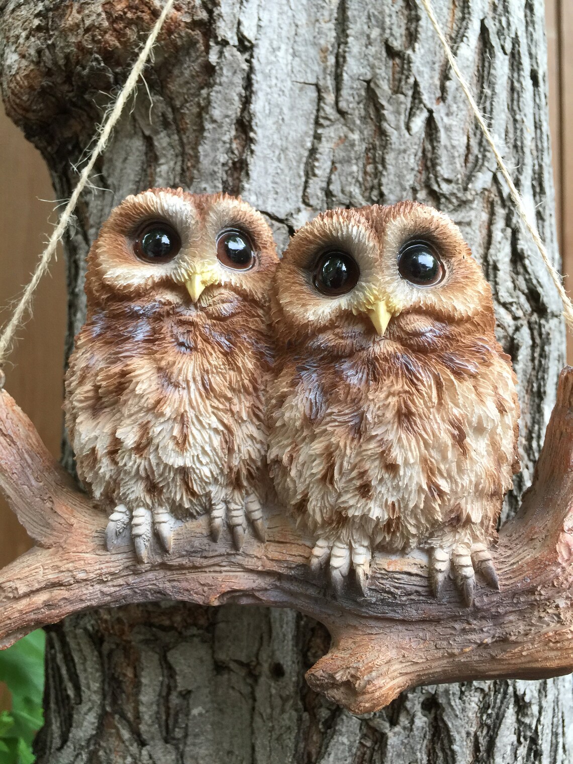 Baby Owls on Tree Branch Garden Decoration Resin 6.85 in. H. Etsy