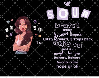 Vintage Olivia Rodrigo Png, GUTS album Olivia Tour Png, Good 4 U Png, Olivia Rodrigo Guts 2024 Png, Olivia GUTS Track List Digital Download