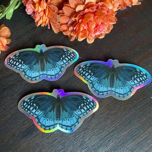 BUTTERFLY STICKER, Blue Diana Fritillary Butterfly, Holographic Waterproof Vinyl