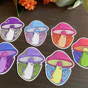 Subdued PRIDE Vinyl STICKERS - Pride Mushroom Stickers, Waterproof LGBTQ+ Stickers, Pride Decor, Lgbq+ Gifts