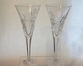 Waterford Snow Crystals Clear Flute Wedding Toasters - 1 Pair - Giftboxed (Made in Ireland) - FREE SHIPPING