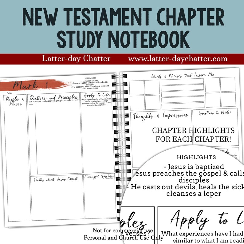 New Testament Chapter Study Notebook - Etsy