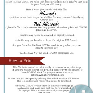 May include: A blue and white printable document with the title "Digital Files Terms of Use". The document outlines the terms of use for a digital file, including what is allowed and not allowed. The document also includes instructions on how to print the file.