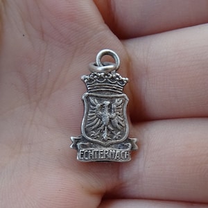 Vintage silver ( MARKED )  medal pendant medallion charm of the Eagle souvenir of Echternach in Luxembourg. ( E 2  )