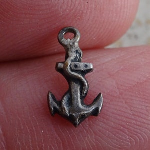 French silver plated talisman medal pendant charm medallion of an anchor cross crucifix gift for her sea plage sailor. ( 10 )